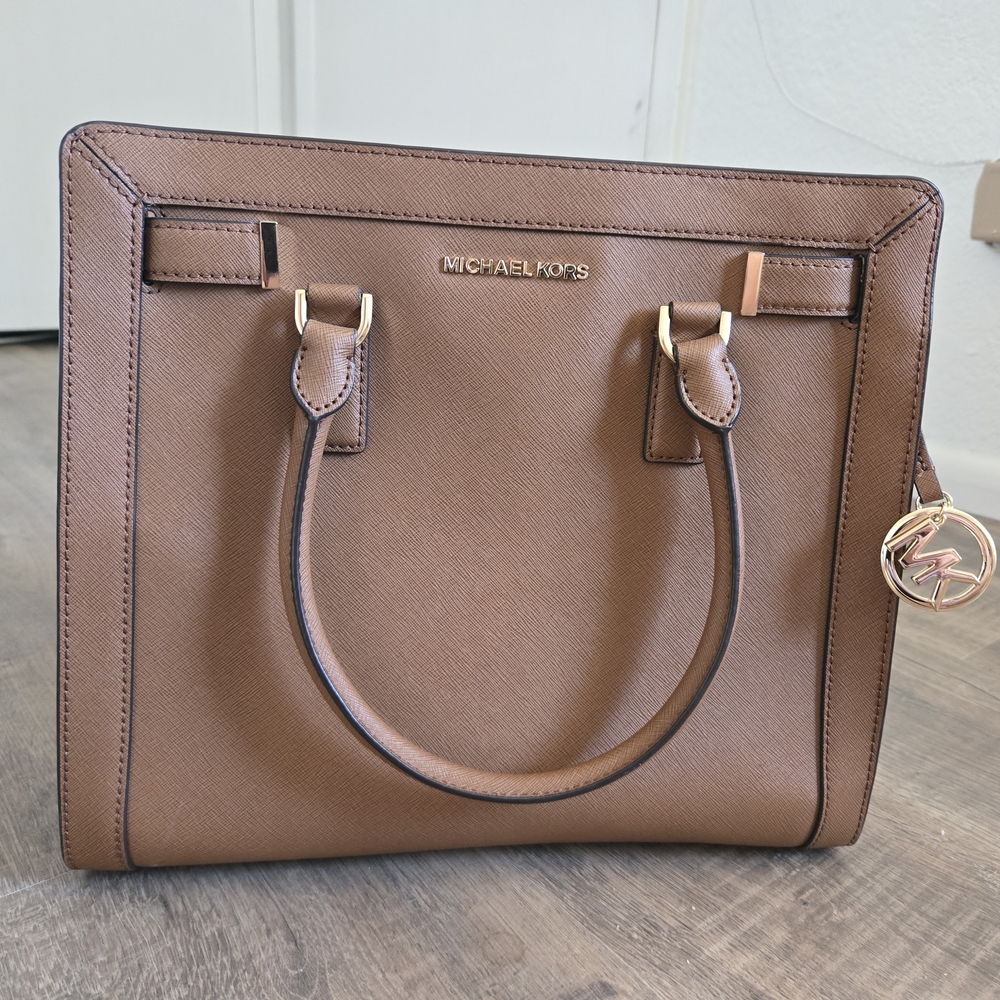Michael Kors Brown Satchel with Gold Accents